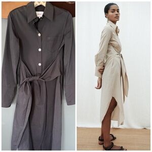 Nanushka nata shirt dress shell buttons black sz small